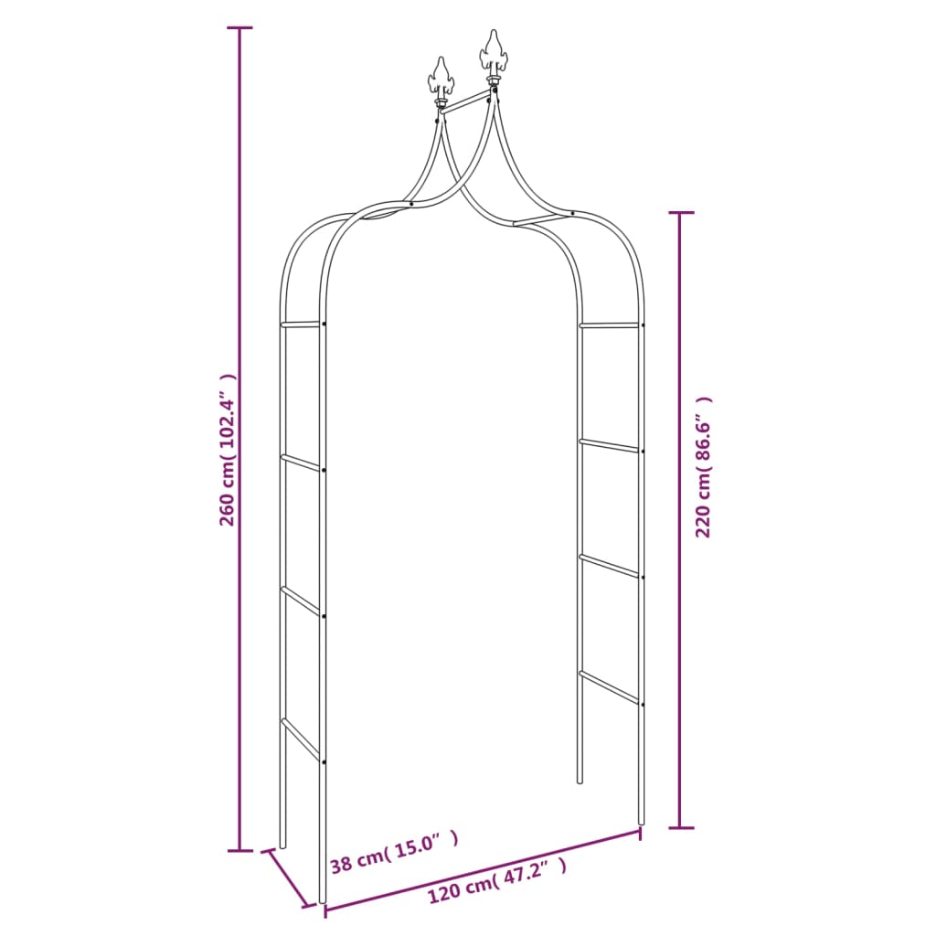 8720845670351_g_en_hd_5 vidaXL Garden Arches 2 pcs Black 120x38x260 cm Steel - Image 7