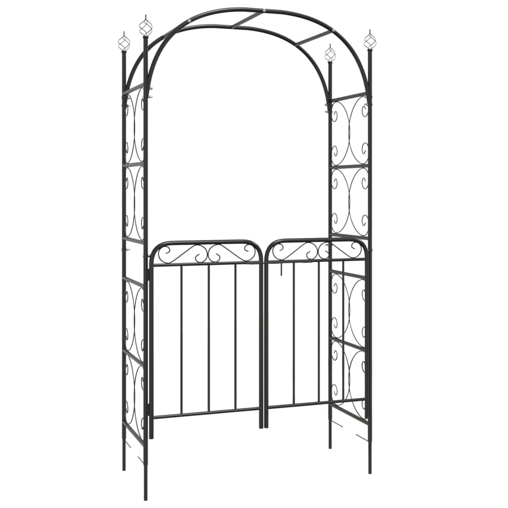 8720845670382_a_en_hd_1 vidaXL Garden Arch with Gate Black 108x45x235 cm Steel - Image 2