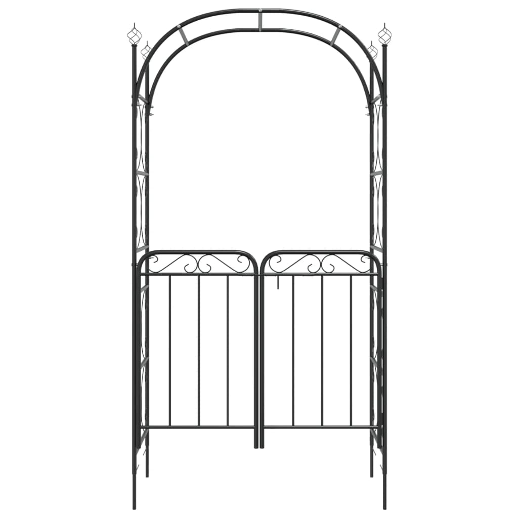 8720845670382_g_en_hd_1 vidaXL Garden Arch with Gate Black 108x45x235 cm Steel - Image 3