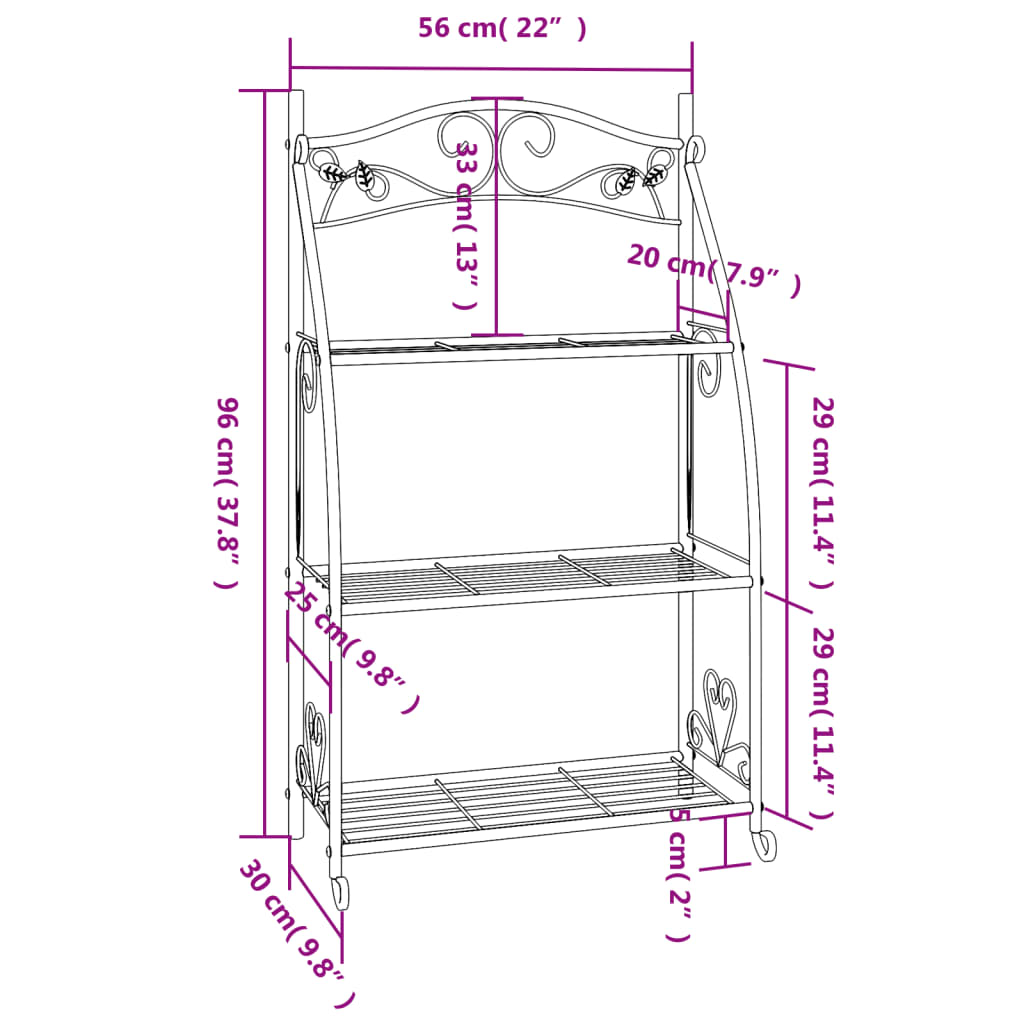 8720845670399_g_en_hd_6 vidaXL Flower Rack Black 56x30x96 cm Steel - Image 8
