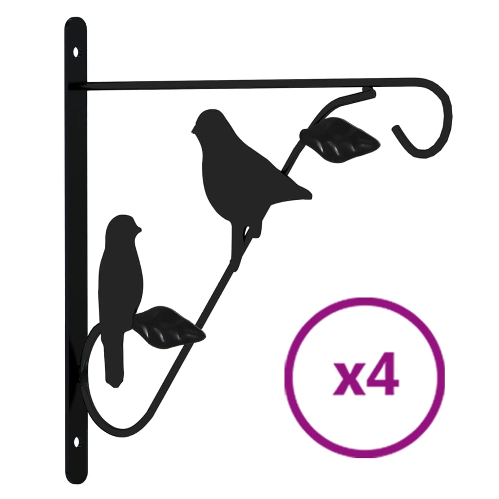 8720845670467_a_en_hd_1 vidaXL Hanging Basket Brackets 4 pcs Black Steel - Image 2