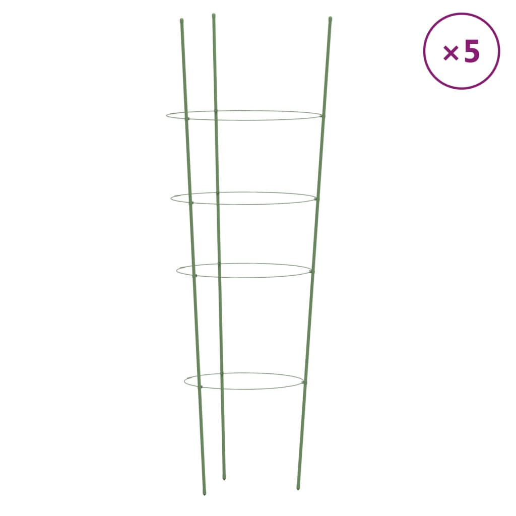 8720845670580_a_en_hd_1 vidaXL Garden Plant Supports with 4 Rings 5 pcs Green 90 cm Steel - Image 2