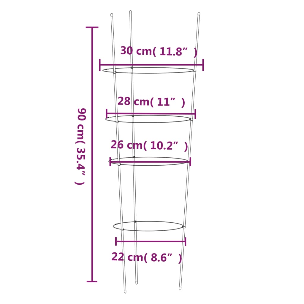 8720845670580_g_en_hd_6 vidaXL Garden Plant Supports with 4 Rings 5 pcs Green 90 cm Steel - Image 8