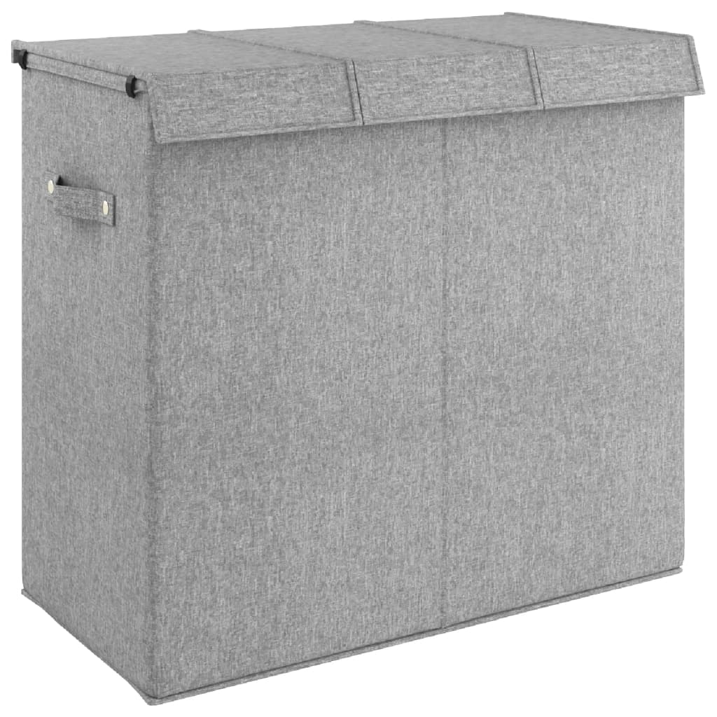 8720845670610_a_en_hd_1 vidaXL Foldable Laundry Hamper Grey 64.5x34.5x59 cm Faux Linen Fabric - Image 2