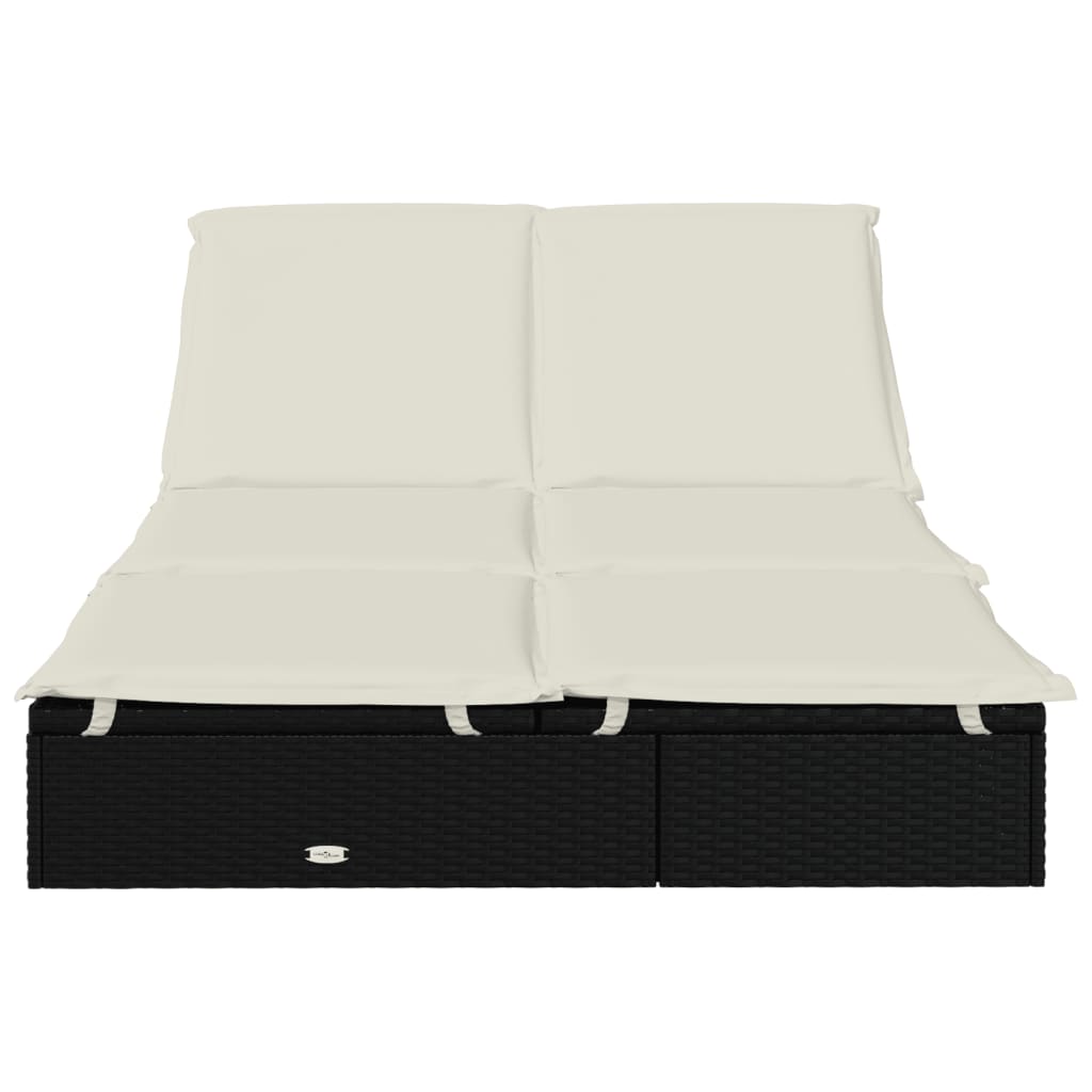 8720845670764_g_en_hd_2 vidaXL 2-Person Sunbed with Cushions Black Poly Rattan - Image 4