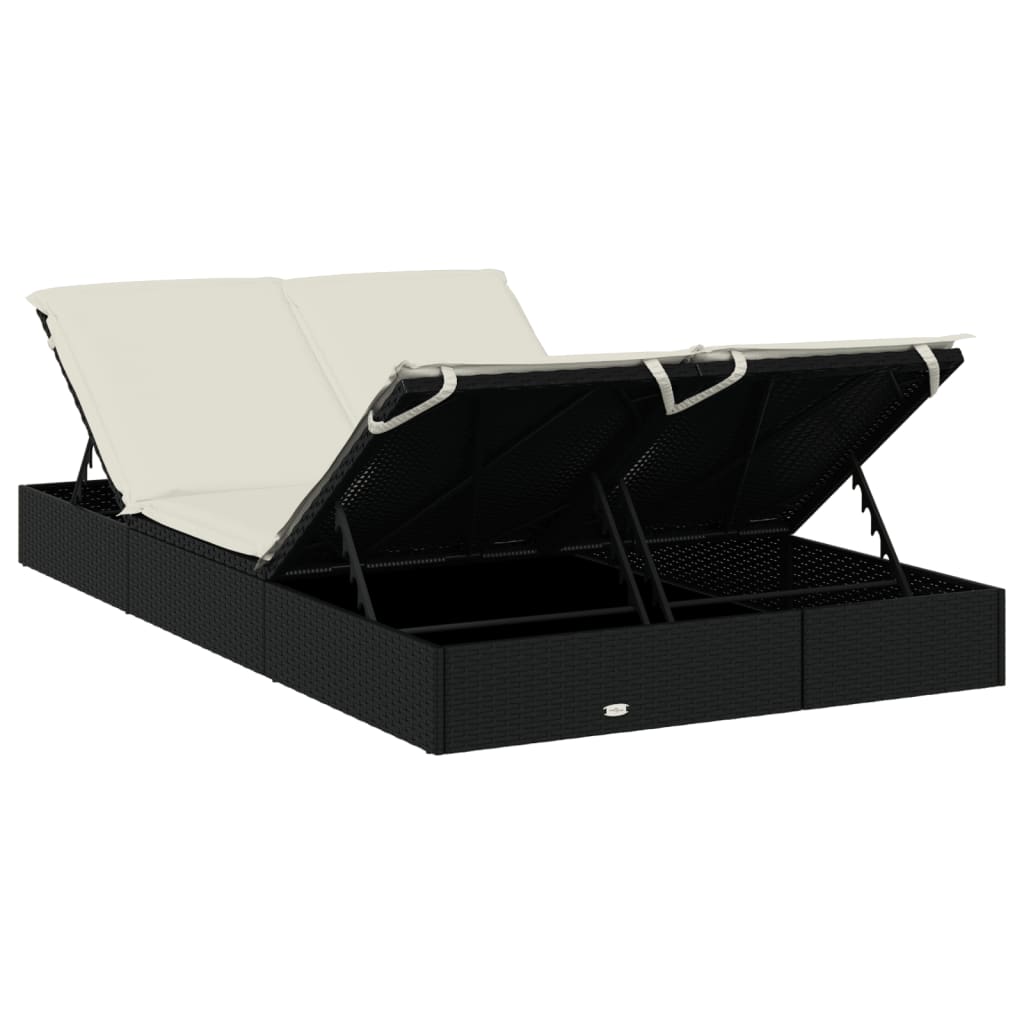8720845670764_g_en_hd_6 vidaXL 2-Person Sunbed with Cushions Black Poly Rattan - Image 8