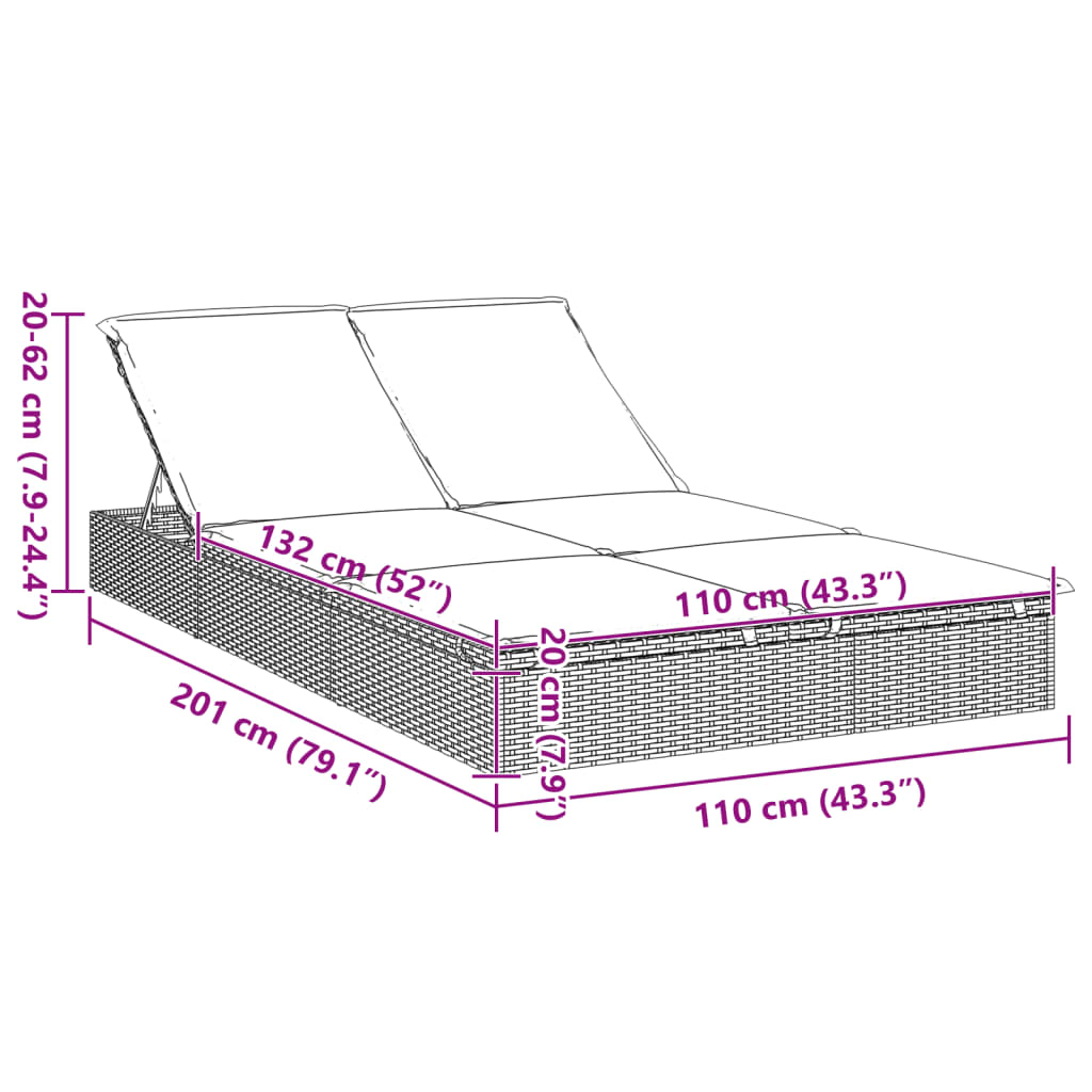 8720845670764_g_en_hd_9 vidaXL 2-Person Sunbed with Cushions Black Poly Rattan - Image 11