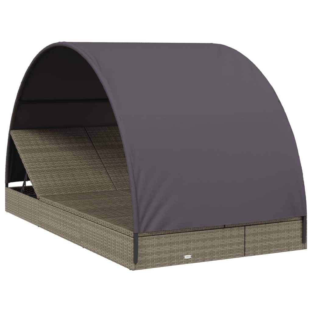 8720845670863_g_en_hd_1 vidaXL 2-Person Sunbed with Round Roof Grey 211x112x140 cm Poly Rattan - Image 3