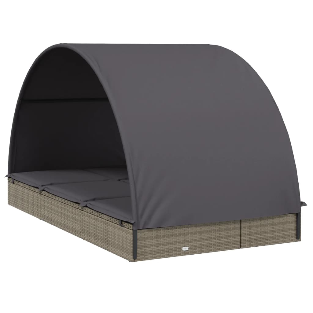 8720845670863_g_en_hd_2 vidaXL 2-Person Sunbed with Round Roof Grey 211x112x140 cm Poly Rattan - Image 4