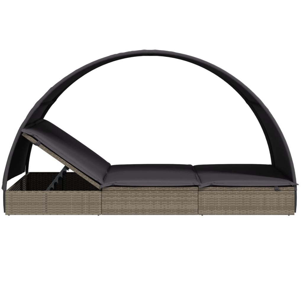 8720845670863_g_en_hd_5 vidaXL 2-Person Sunbed with Round Roof Grey 211x112x140 cm Poly Rattan - Image 7