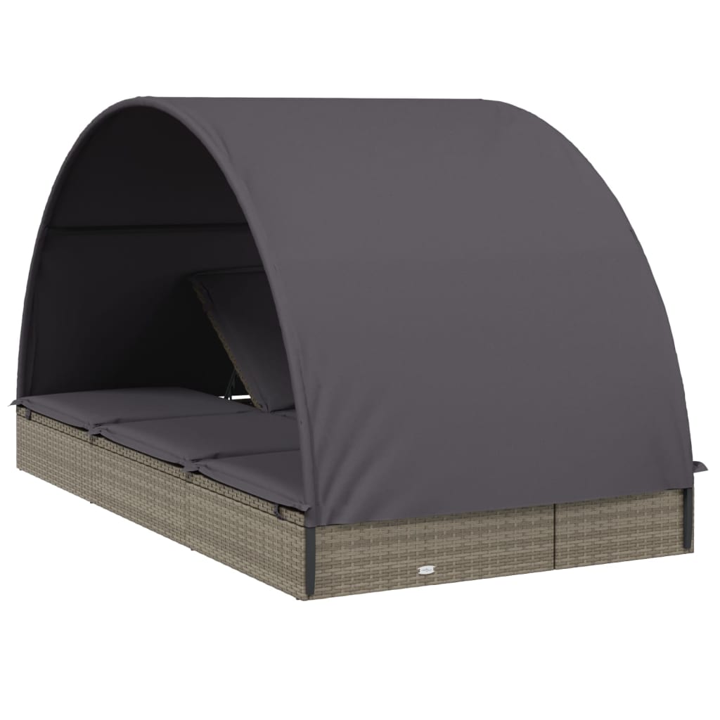 8720845670863_g_en_hd_6 vidaXL 2-Person Sunbed with Round Roof Grey 211x112x140 cm Poly Rattan - Image 8