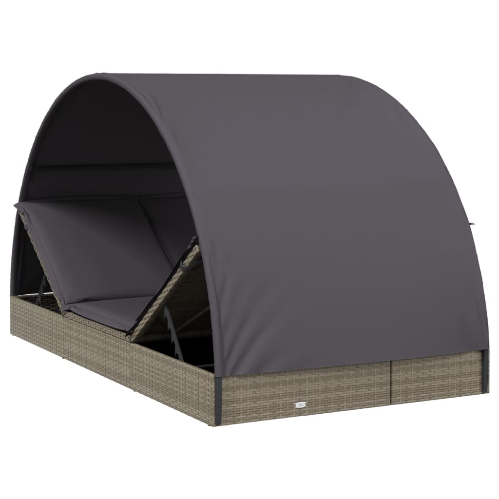 8720845670863_g_en_hd_7 vidaXL 2-Person Sunbed with Round Roof Grey 211x112x140 cm Poly Rattan - Image 9