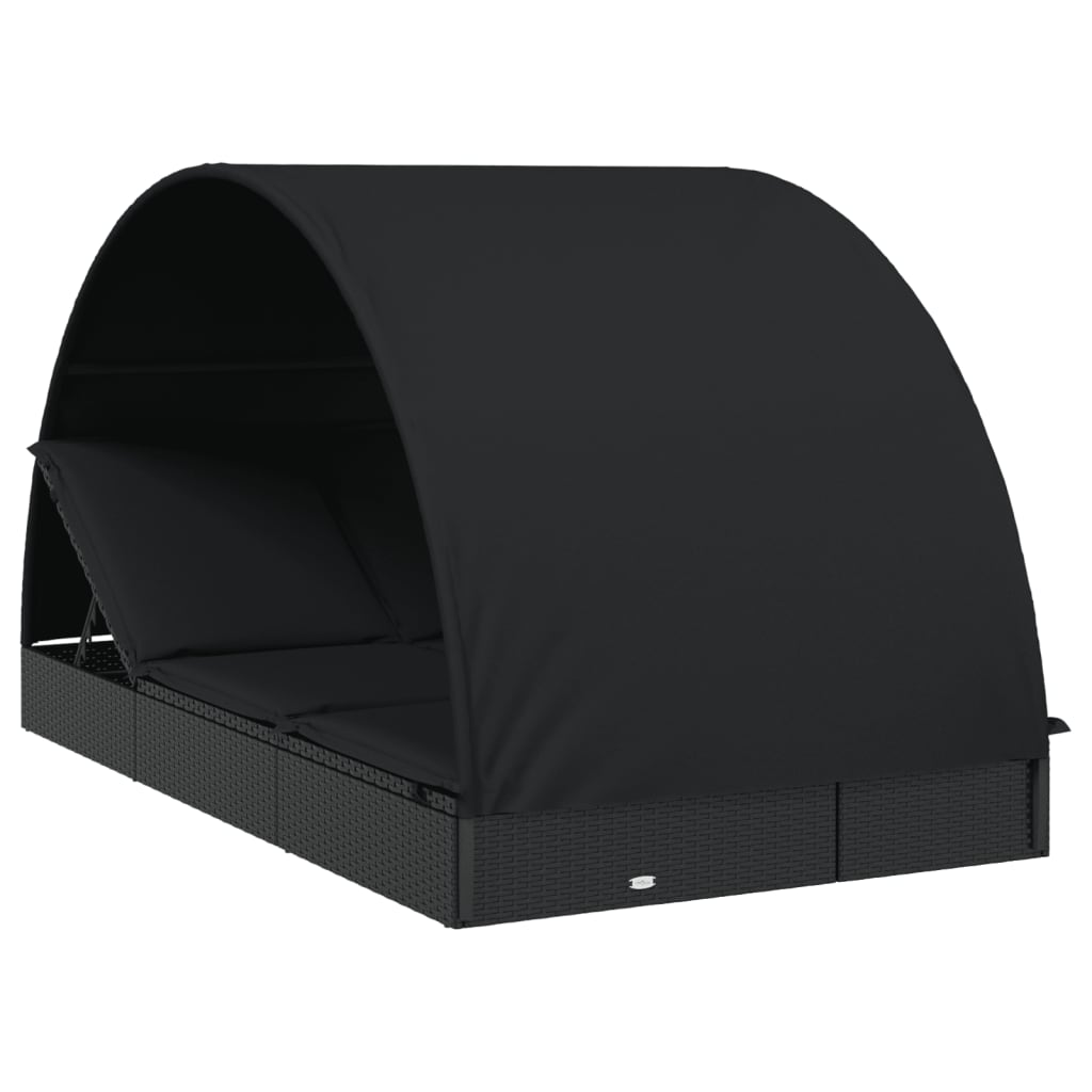 8720845670870_a_en_hd_1 vidaXL 2-Person Sunbed with Round Roof Black 211x112x140 cm Poly Rattan - Image 2