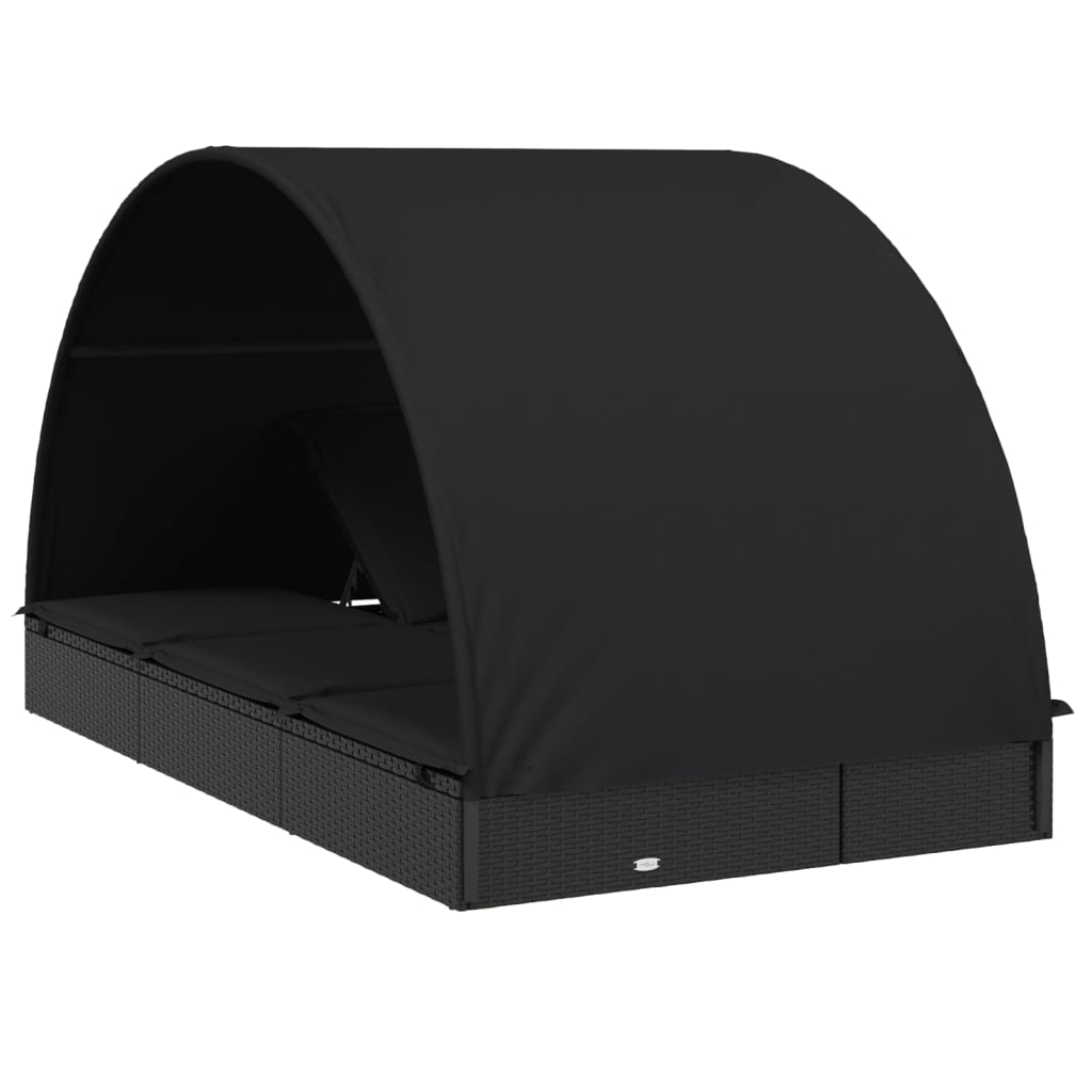 8720845670870_g_en_hd_6 vidaXL 2-Person Sunbed with Round Roof Black 211x112x140 cm Poly Rattan - Image 8
