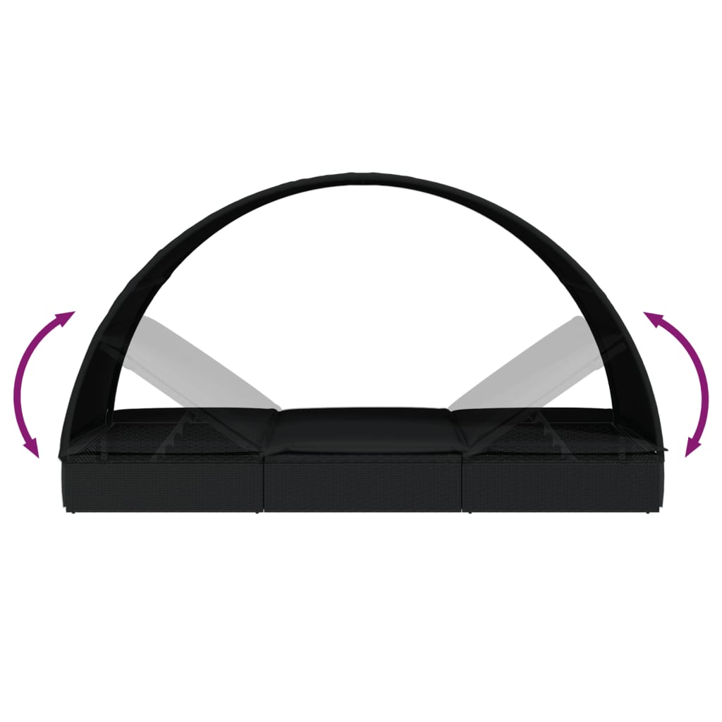 8720845670870_g_en_hd_8 vidaXL 2-Person Sunbed with Round Roof Black 211x112x140 cm Poly Rattan - Image 10