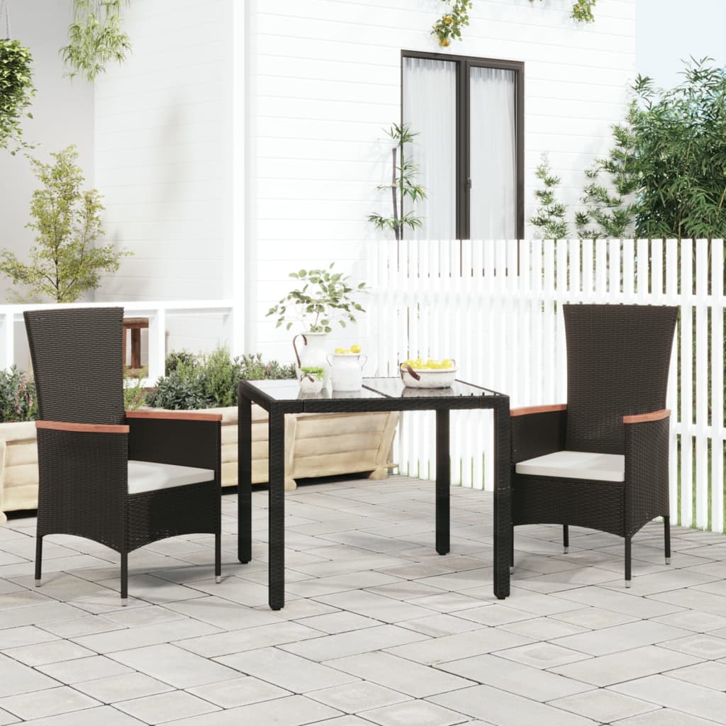 vidaXL Garden Chairs with Cushions 2 pcs Poly Rattan Black