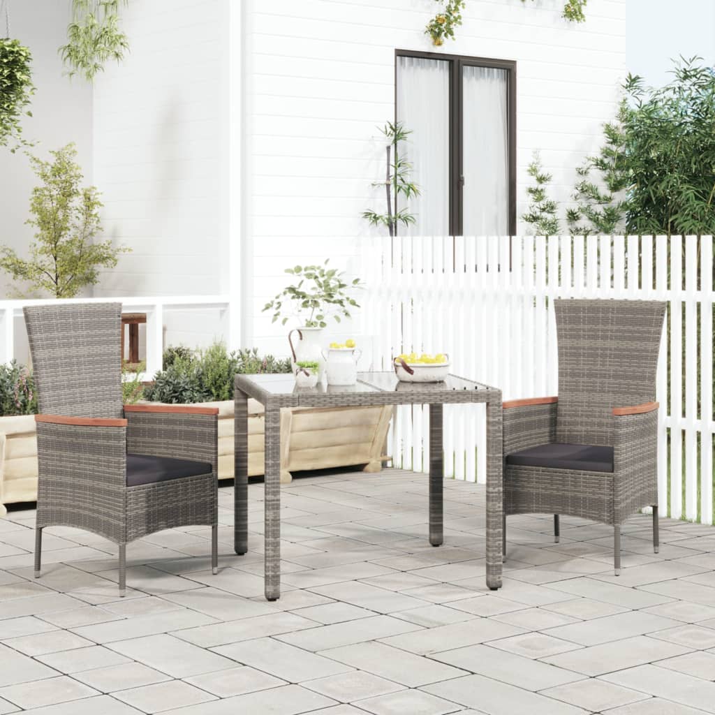 vidaXL Garden Chairs with Cushions 2 pcs Poly Rattan Grey