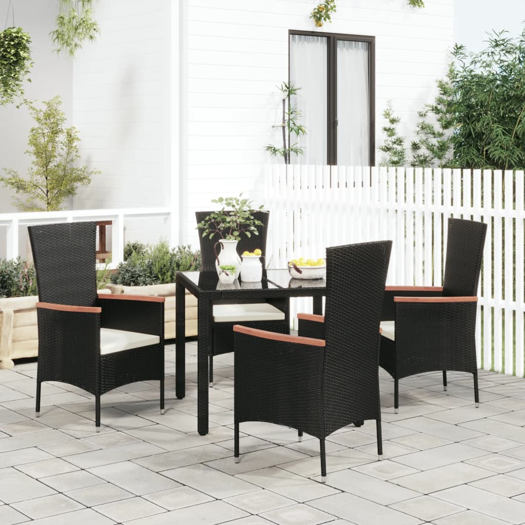 vidaXL Garden Chairs with Cushions 4 pcs Poly Rattan Black