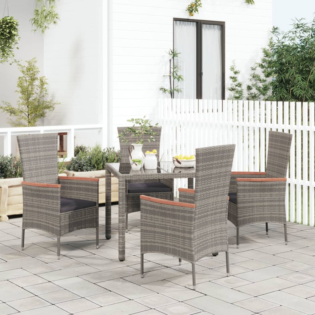 vidaXL Garden Chairs with Cushions 4 pcs Poly Rattan Grey
