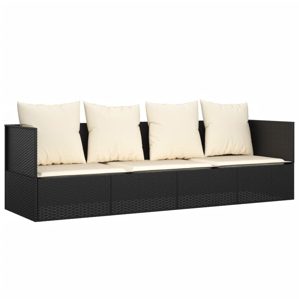 8720845671259_a_en_hd_1 vidaXL Outdoor Lounge Bed with Cushions Black Poly Rattan - Image 2