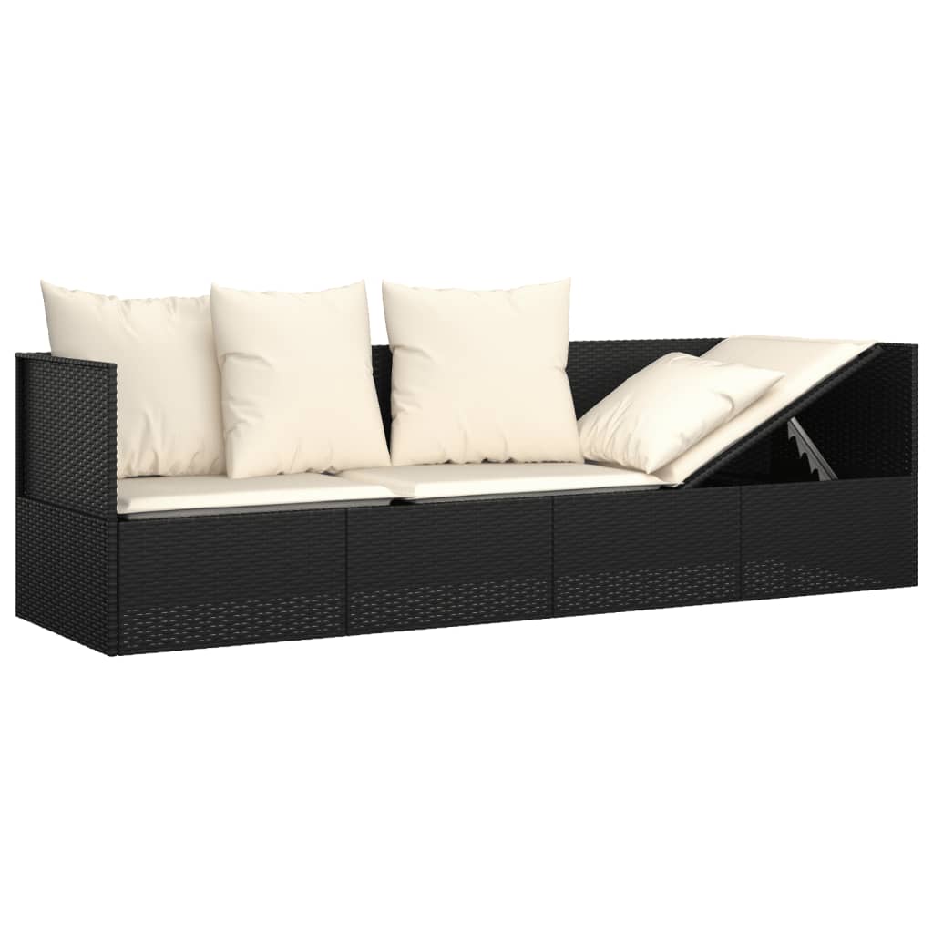 8720845671259_g_en_hd_4 vidaXL Outdoor Lounge Bed with Cushions Black Poly Rattan - Image 6