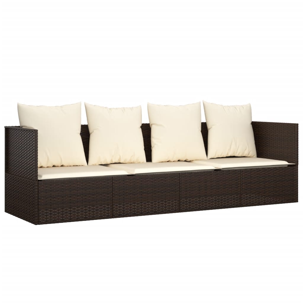 8720845671266_a_en_hd_1 vidaXL Outdoor Lounge Bed with Cushions Brown Poly Rattan - Image 2
