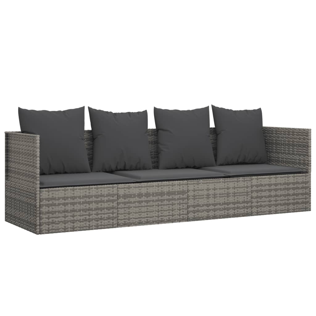 8720845671273_a_en_hd_1 vidaXL Outdoor Lounge Bed with Cushions Grey Poly Rattan - Image 2