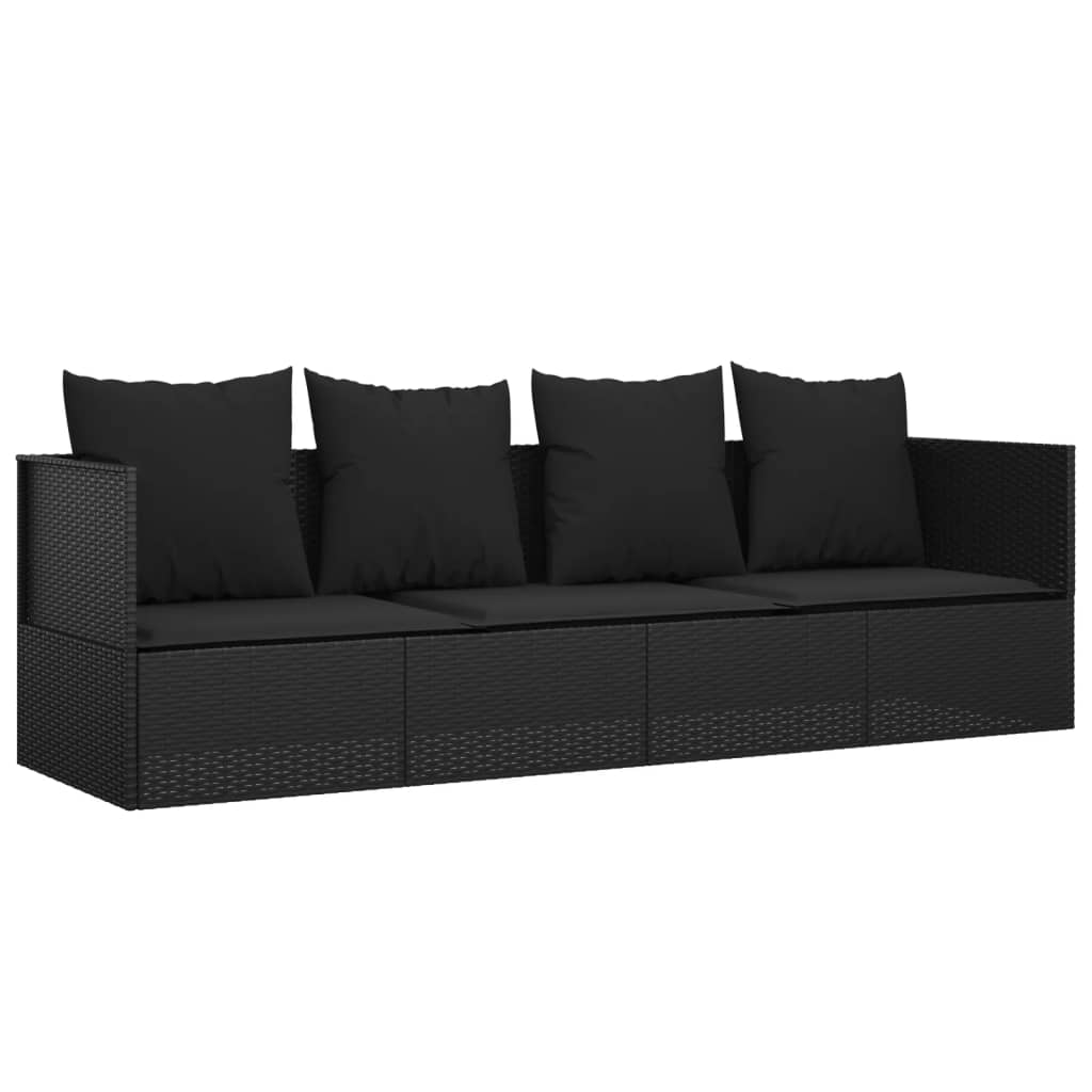 8720845671280_a_en_hd_1 vidaXL Outdoor Lounge Bed with Cushions Black Poly Rattan - Image 2