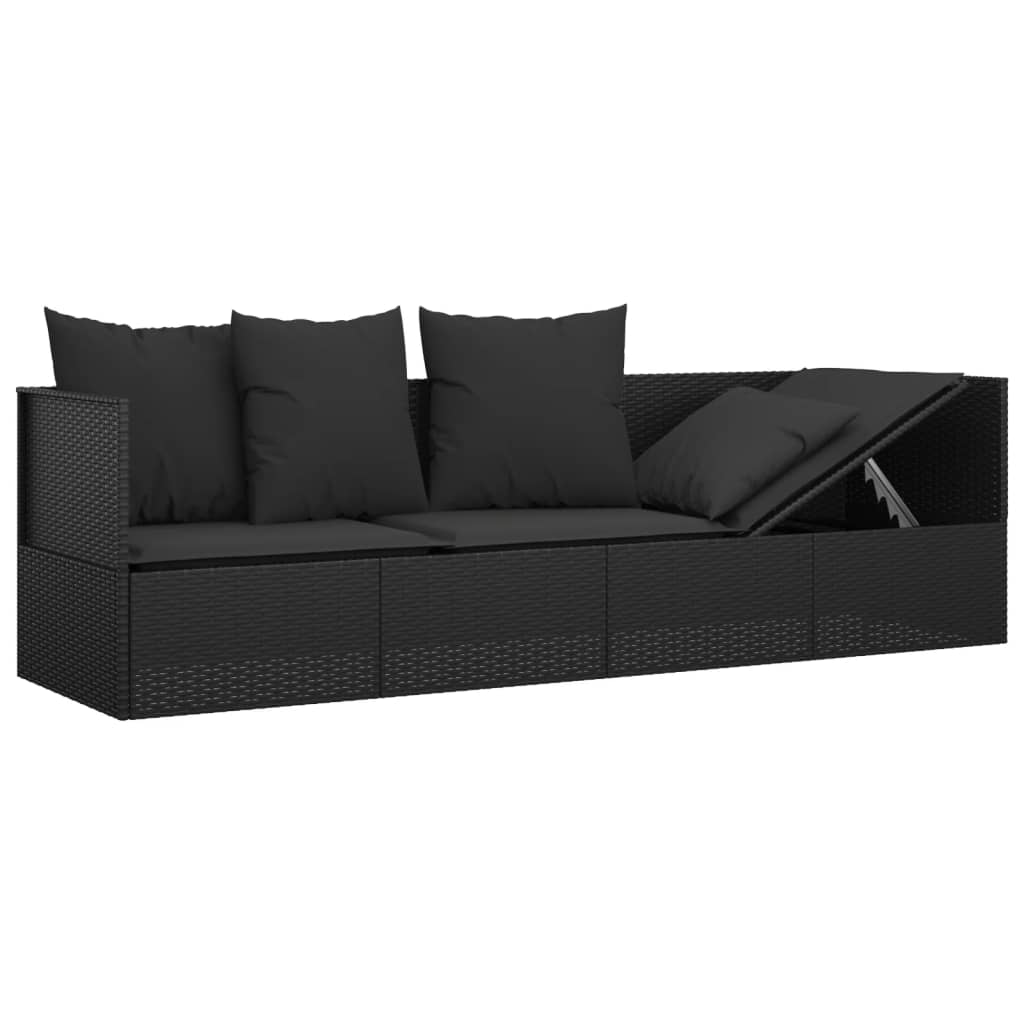 8720845671280_g_en_hd_4 vidaXL Outdoor Lounge Bed with Cushions Black Poly Rattan - Image 6