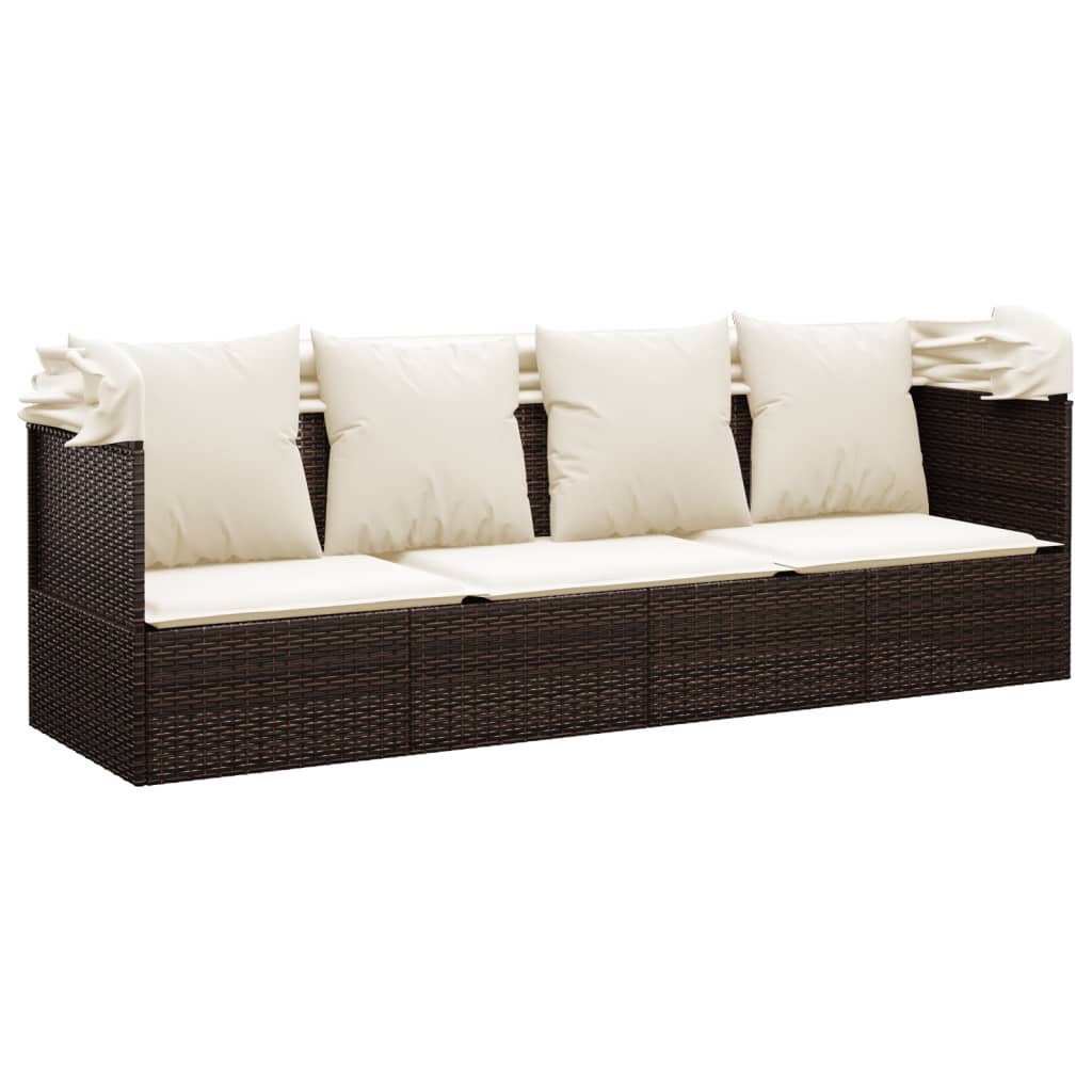 8720845671303_g_en_hd_4 vidaXL Outdoor Lounge Bed with Roof and Cushions Brown Poly Rattan - Image 6