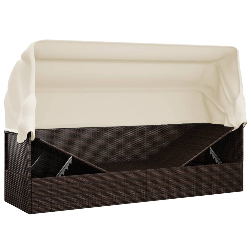 8720845671303_g_en_hd_7 vidaXL Outdoor Lounge Bed with Roof and Cushions Brown Poly Rattan - Image 9