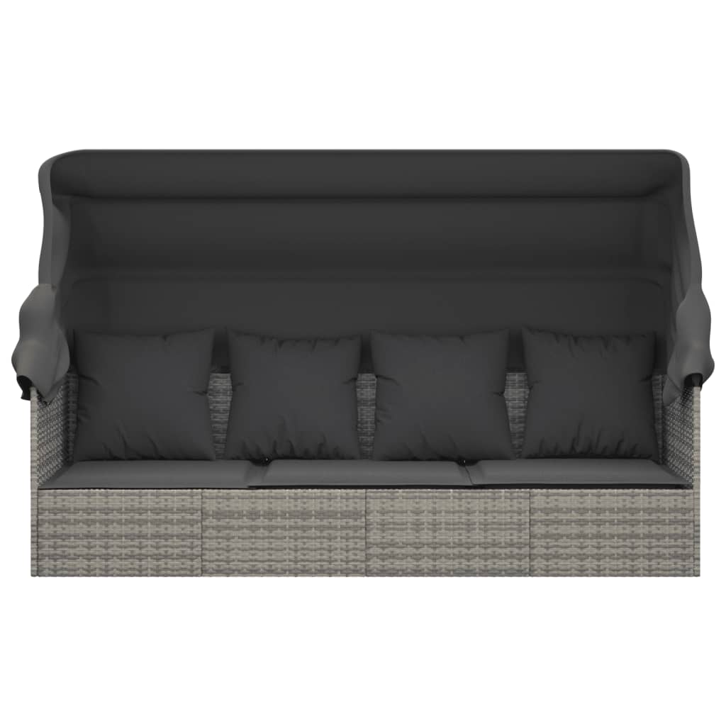 8720845671310_g_en_hd_1 vidaXL Outdoor Lounge Bed with Roof and Cushions Grey Poly Rattan - Image 3