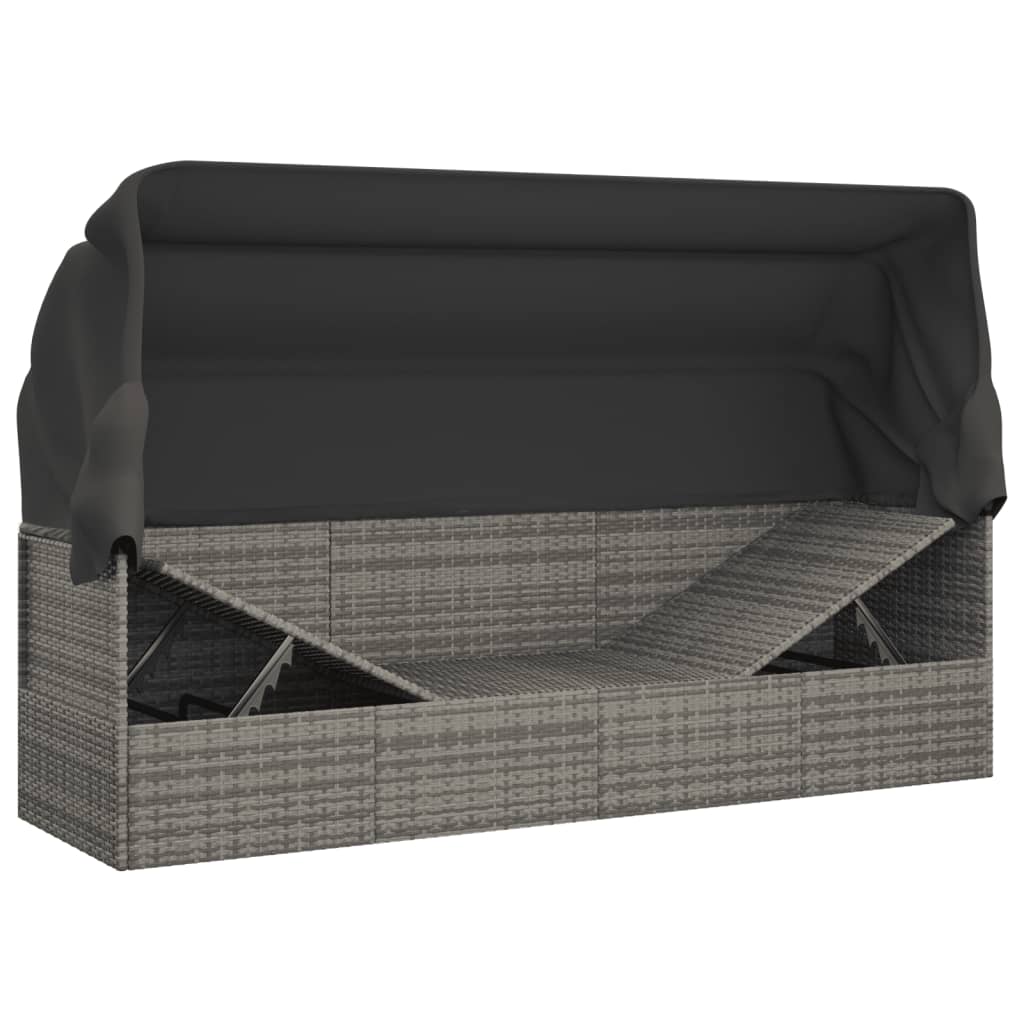 8720845671310_g_en_hd_7 vidaXL Outdoor Lounge Bed with Roof and Cushions Grey Poly Rattan - Image 9