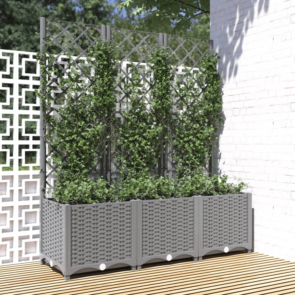 8720845671679_m_en_hd_1 vidaXL Garden Planter with Trellis Light Grey 120x40x136 cm PP - Image 1