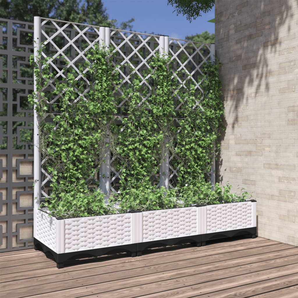 8720845671761_m_en_hd_1 vidaXL Garden Planter with Trellis White 120x40x121.5 cm PP - Image 1