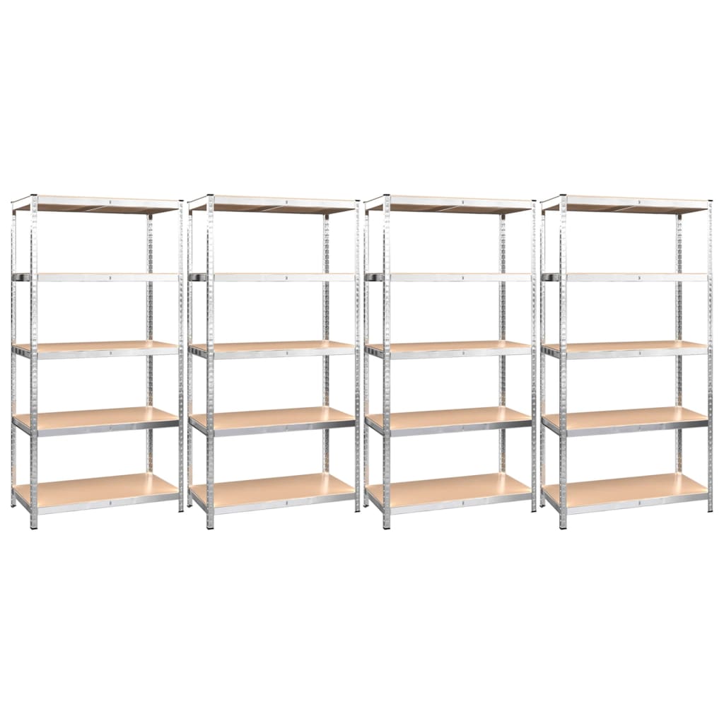 8720845674380_a_en_hd_1 vidaXL 5-Layer Shelves 4 pcs Silver Steel and Engineered Wood - Image 2