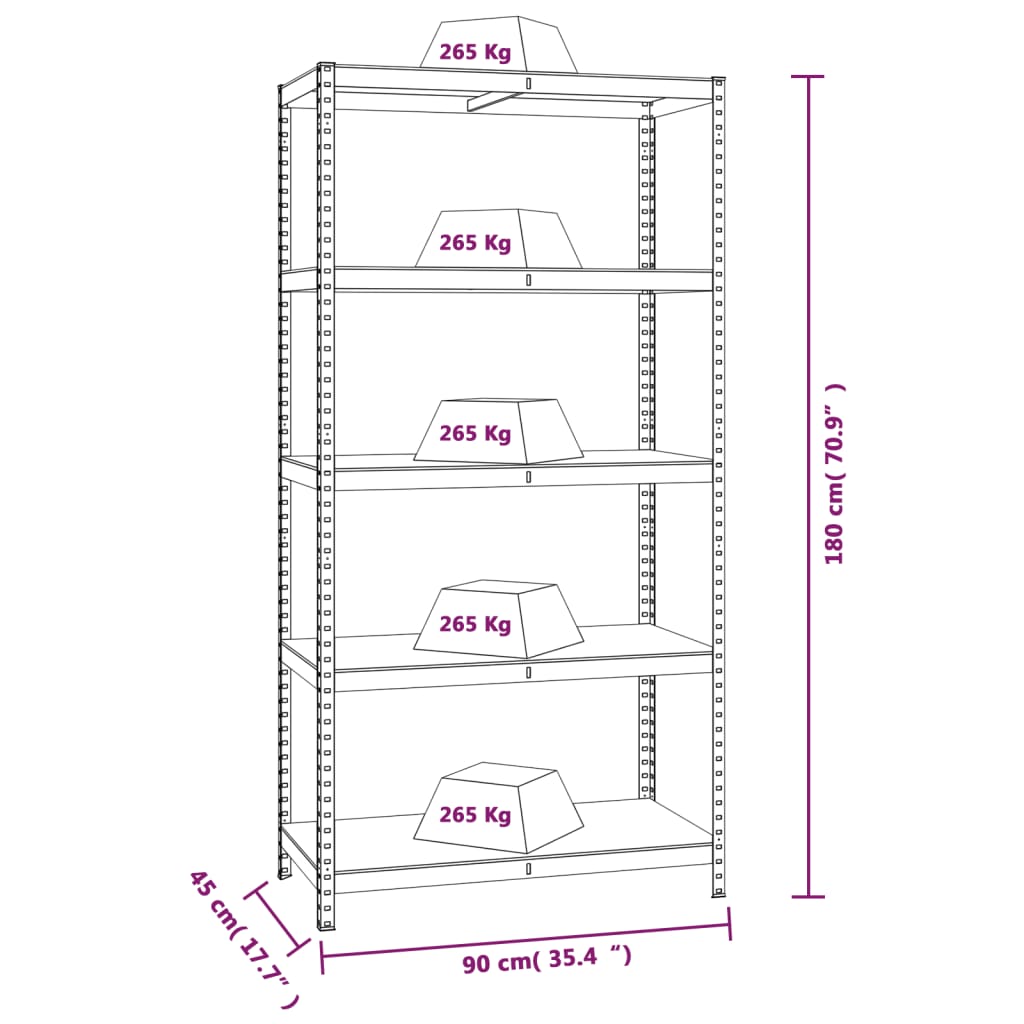 8720845674670_g_en_hd_8 vidaXL 5-Layer Heavy-duty Shelves 2 pcs Silver Steel and Engineered Wood - Image 10