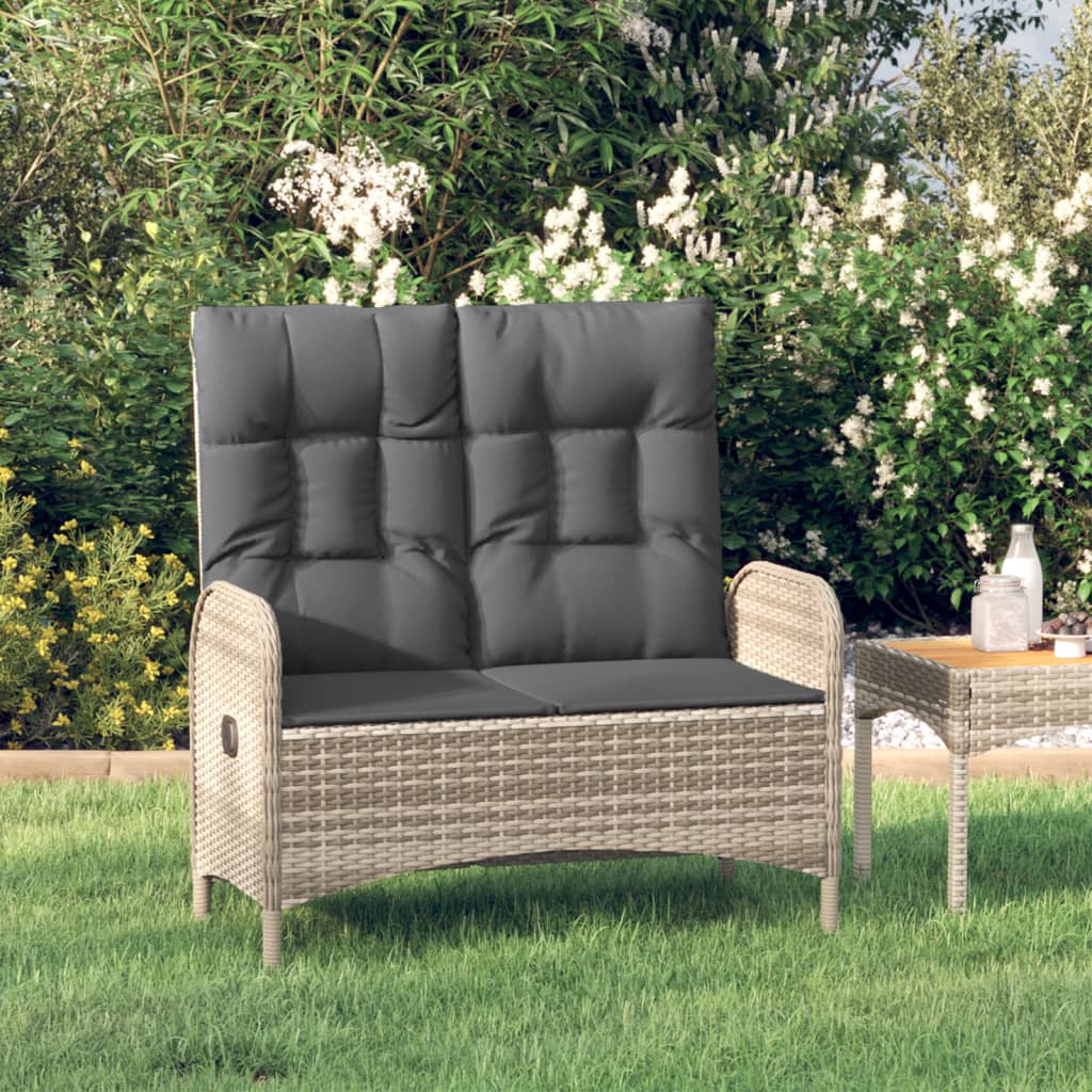8720845679552_m_en_hd_1 vidaXL Reclining Garden Bench with Cushions 107 cm Poly Rattan Grey - Image 1