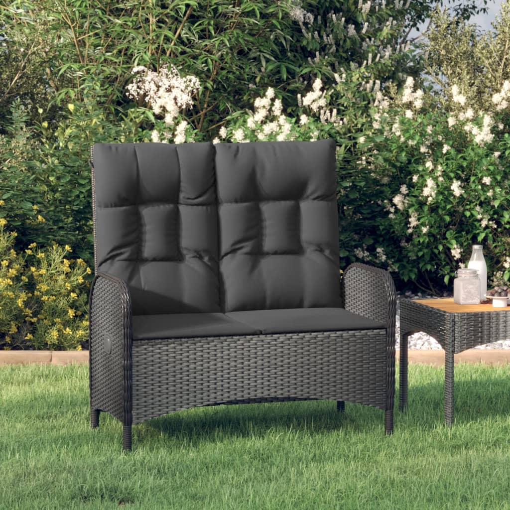 8720845679569_m_en_hd_1 vidaXL Reclining Garden Bench with Cushions 107 cm Poly Rattan Black - Image 1
