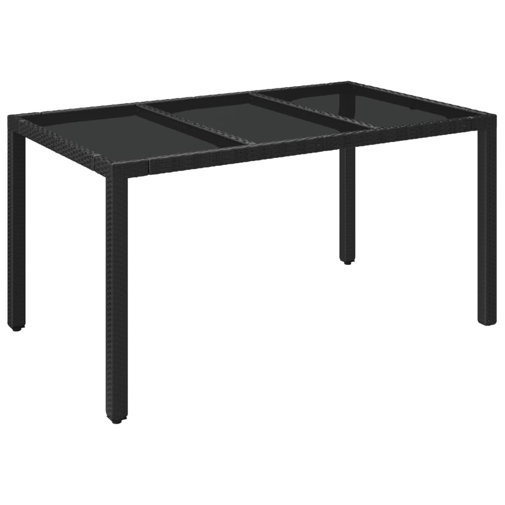 8720845679613_a_en_hd_1 vidaXL Garden Table with Glass Top Black 150x90x75 cm Poly Rattan - Image 2