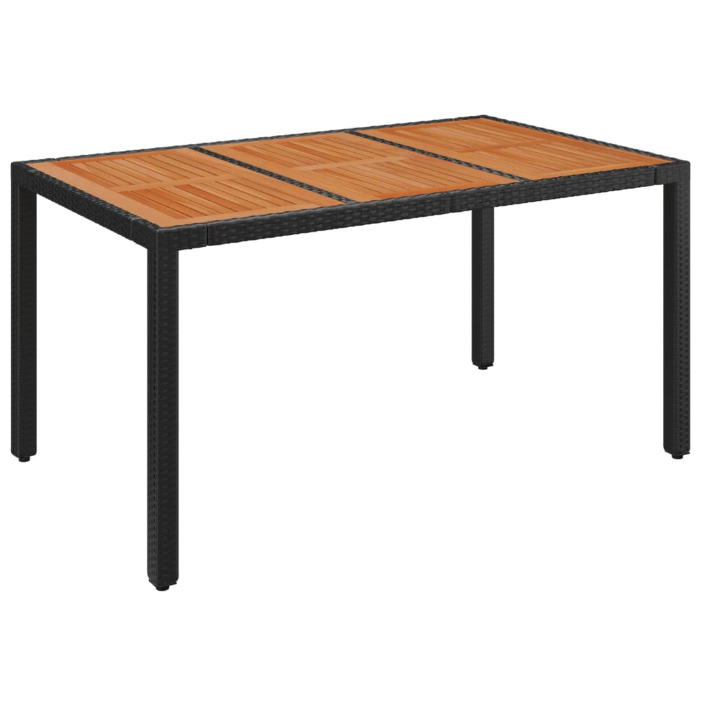 8720845679637_a_en_hd_1 vidaXL Garden Table with Wooden Top Black 150x90x75 cm Poly Rattan - Image 2