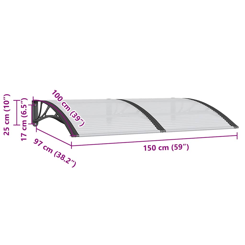 8720845680060_g_en_hd_5 vidaXL Door Canopy Black 150x100 cm Polycarbonate - Image 7