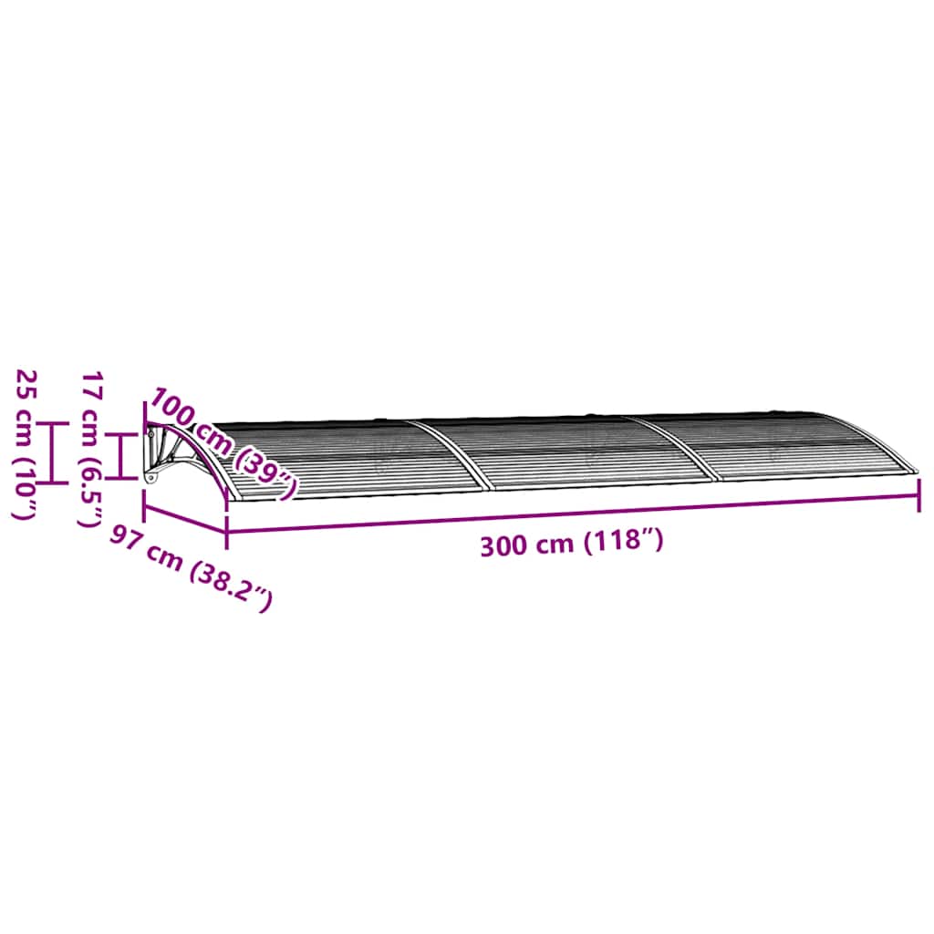 8720845680114_g_en_hd_5 vidaXL Door Canopy Grey 300x100 cm Polycarbonate - Image 7