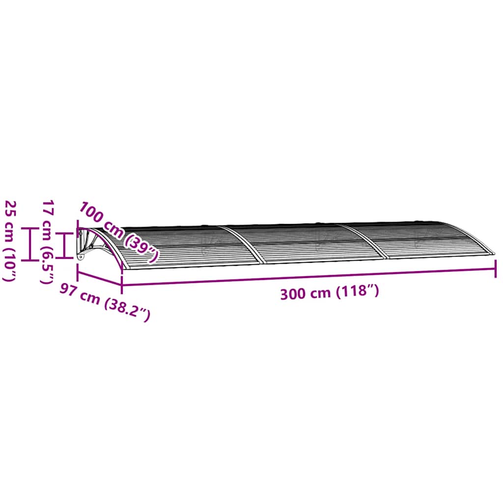 8720845680145_g_en_hd_5 vidaXL Door Canopy Black 300x100 cm Polycarbonate - Image 7