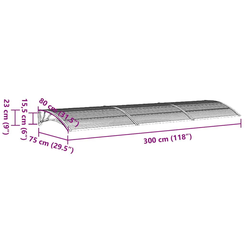 8720845680237_g_en_hd_5 vidaXL Door Canopy Black 300x75 cm Polycarbonate - Image 7