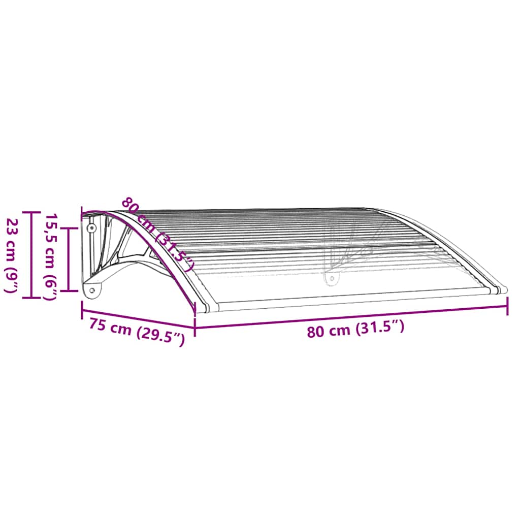 8720845680244_g_en_hd_5 vidaXL Door Canopy Black and Transparent 80x75 cm Polycarbonate - Image 7