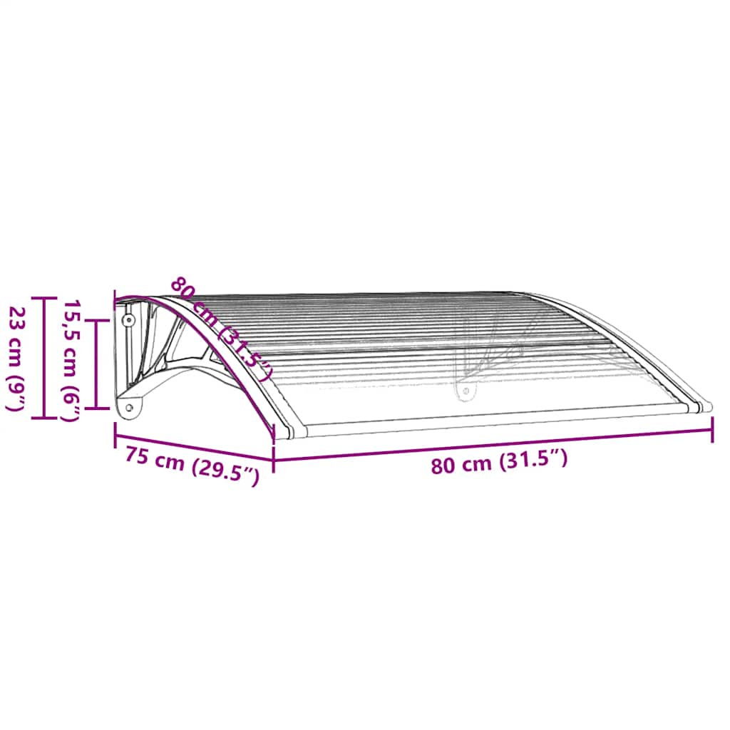 8720845680251_g_en_hd_5 vidaXL Door Canopy Grey and Transparent 80x75 cm Polycarbonate - Image 7