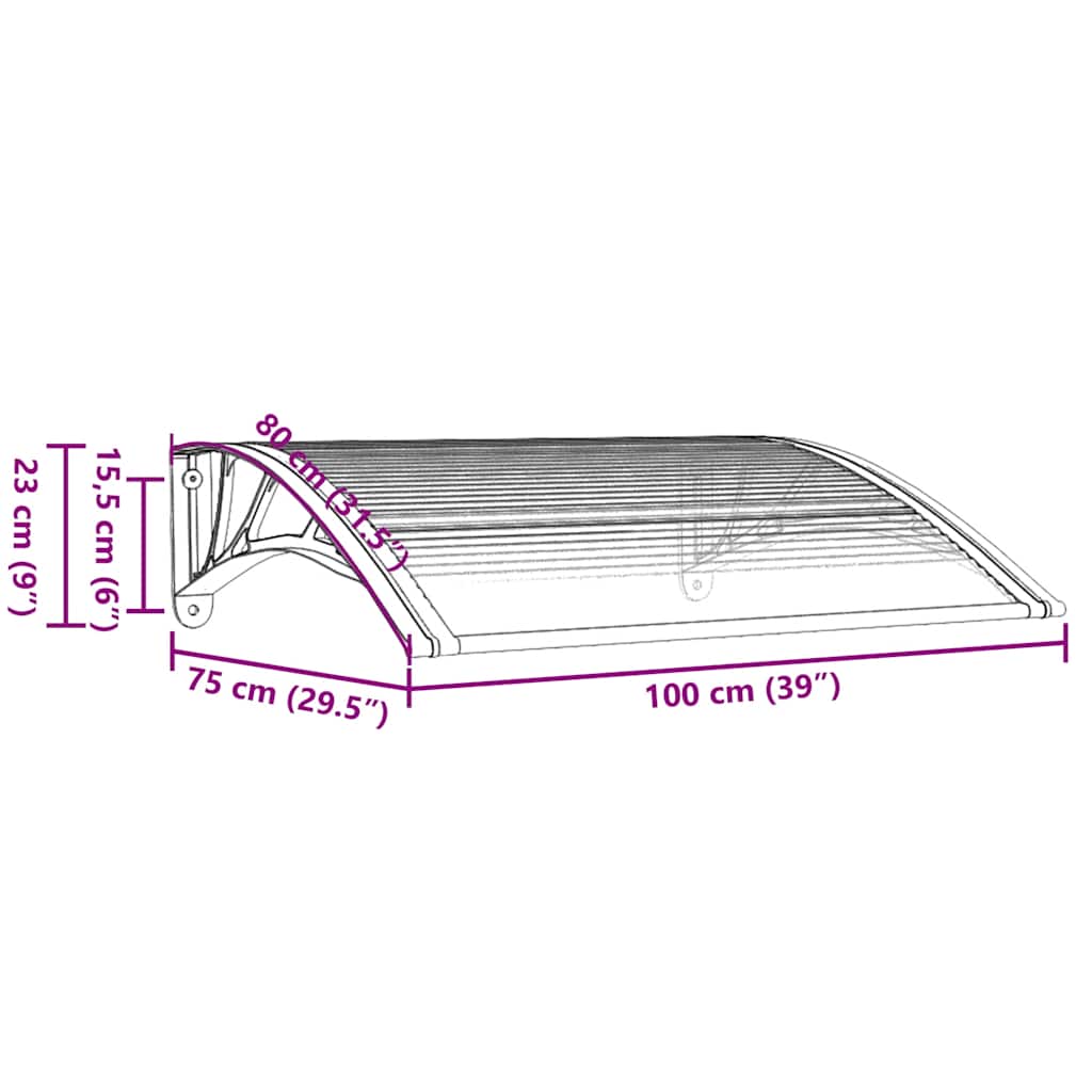 8720845680275_g_en_hd_5 vidaXL Door Canopy Black and Transparent 100x75 cm Polycarbonate - Image 7