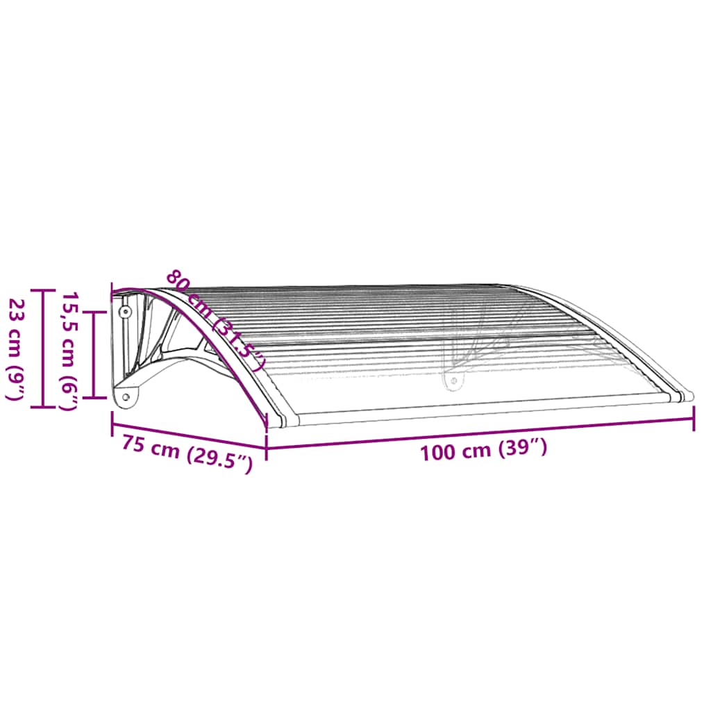 8720845680299_g_en_hd_5 vidaXL Door Canopy Black 100x80 cm Polycarbonate - Image 7