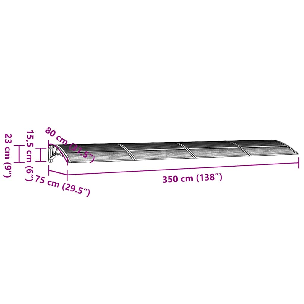 8720845680305_g_en_hd_5 vidaXL Door Canopy Black and Transparent 350x75 cm Polycarbonate - Image 7